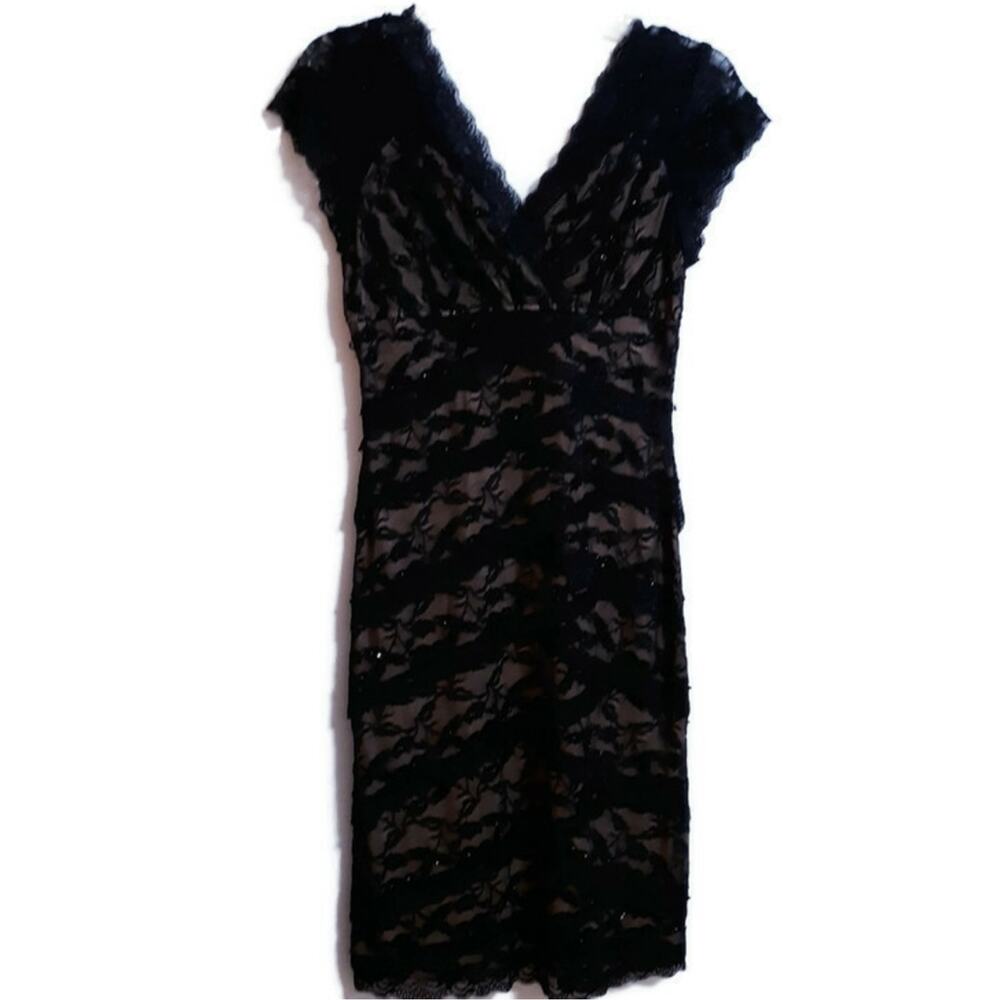 Marina lace sequin beaded dress 4 black Nordstrom cocktail party evening dress